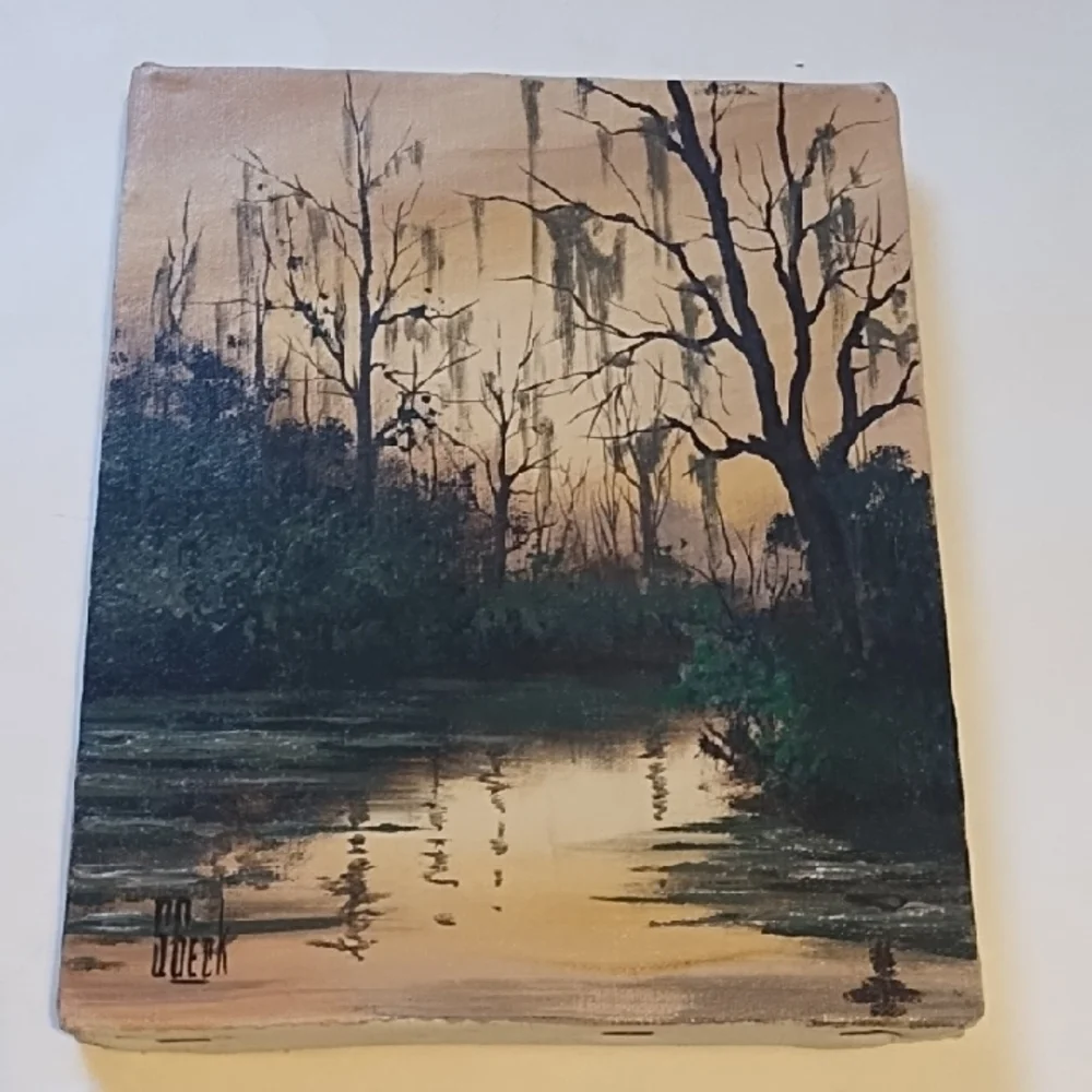 Serene Landscape Canvas Art in Green and Brown - Picture 1 of 9